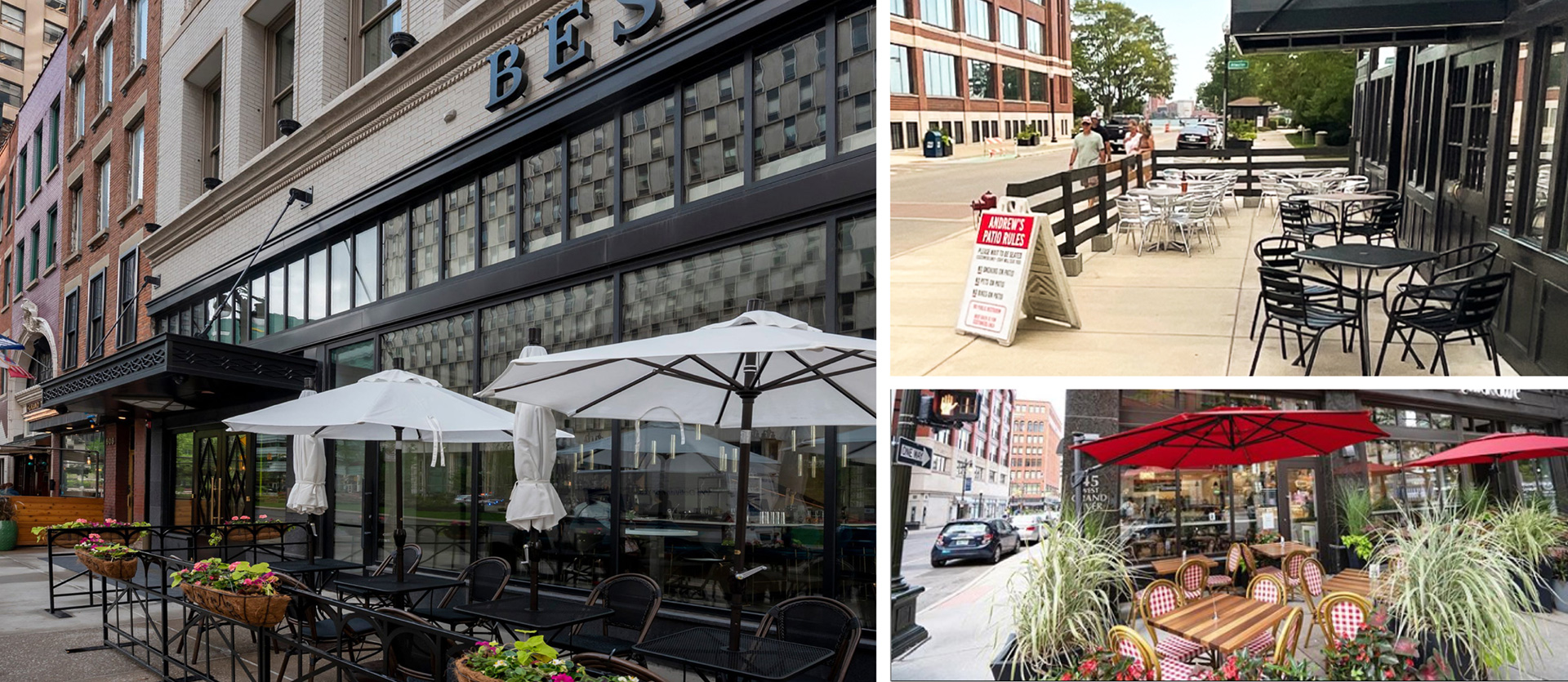 collage of outdoor dining photos