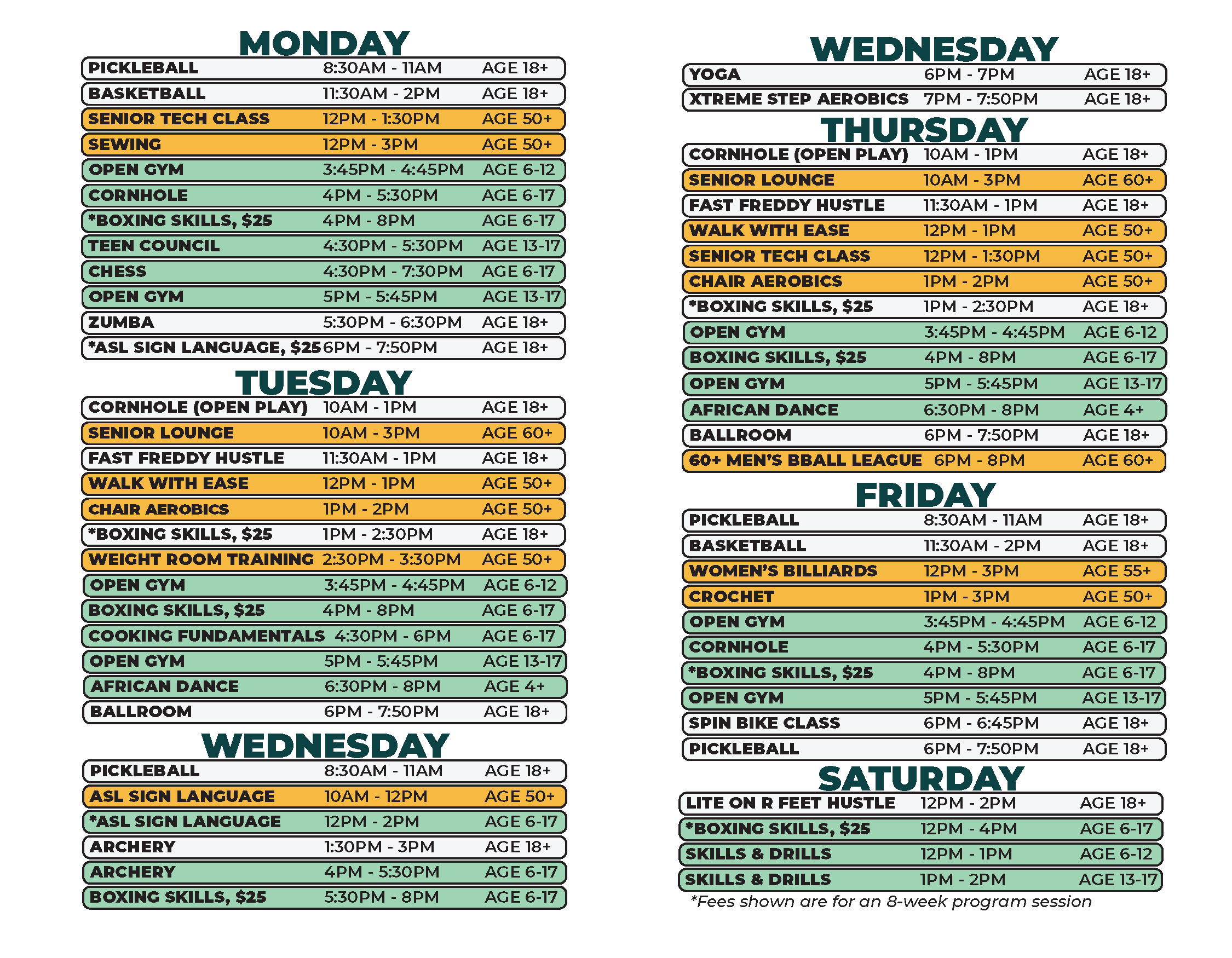 ABC Spring Schedule - Land