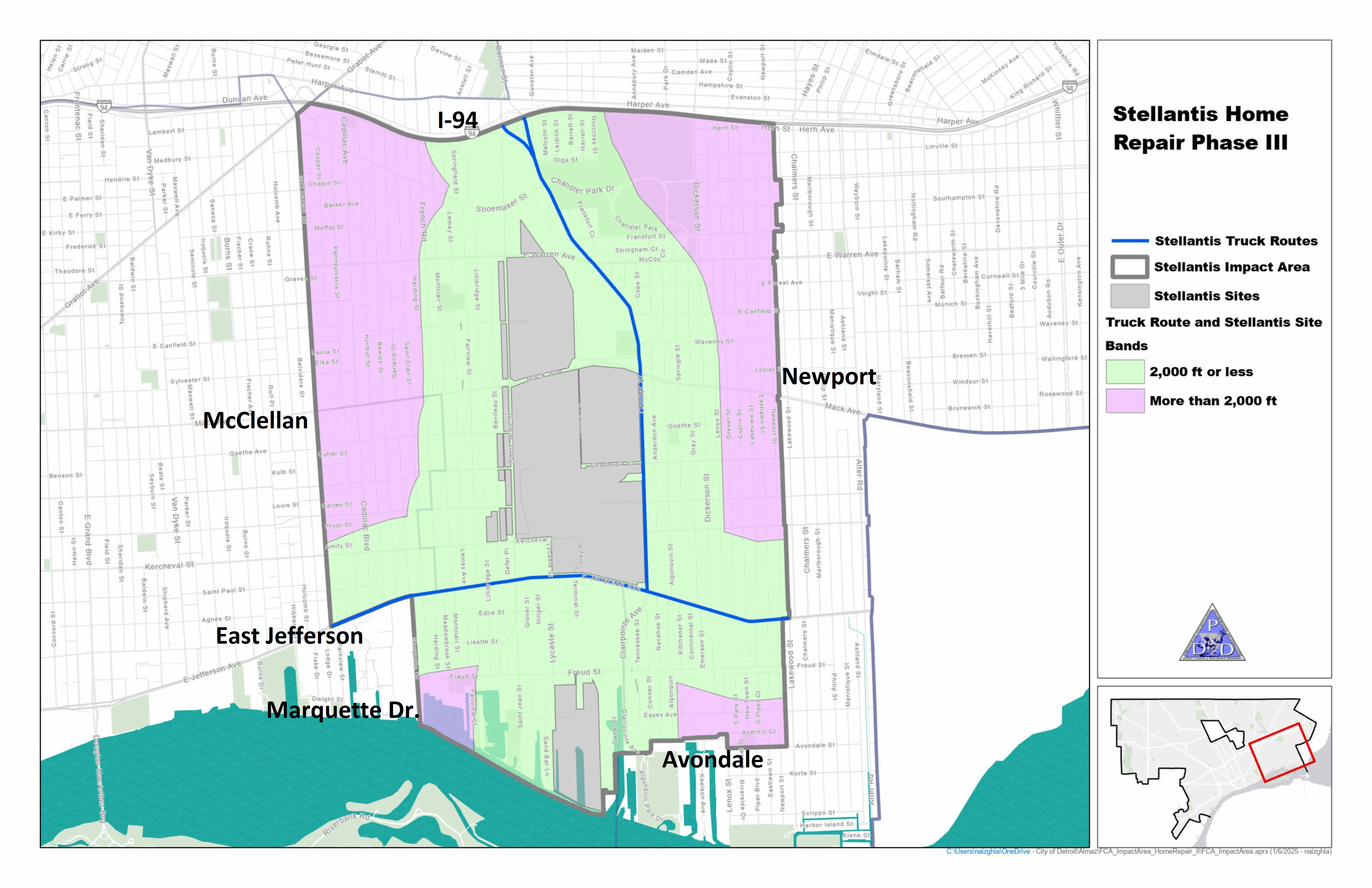 Stellantis Home Repair Program Impact Area Map