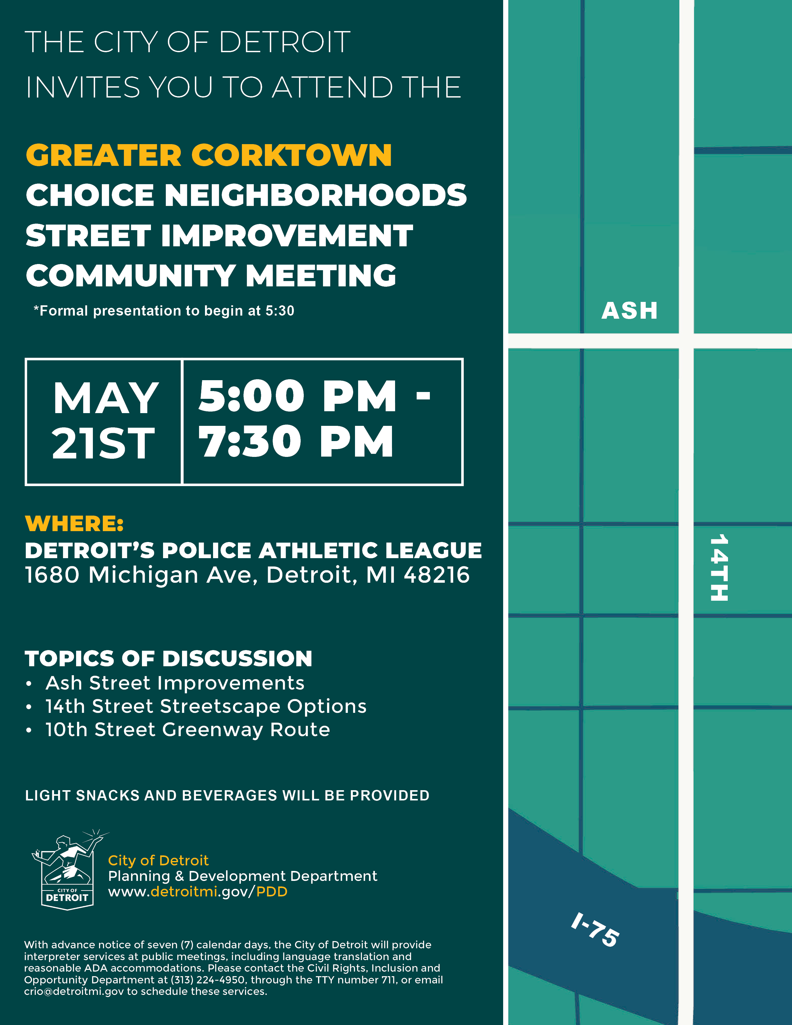 Greater Corktown Choice Neighborhoods Street Improvement Community Meeting